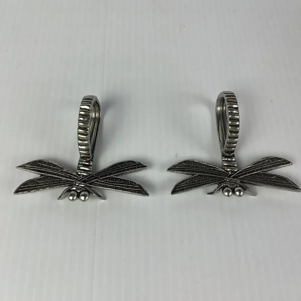 Pier 1 Imports Set Of 2 Dragonfly Napkin Rings Silver Pewter Spring